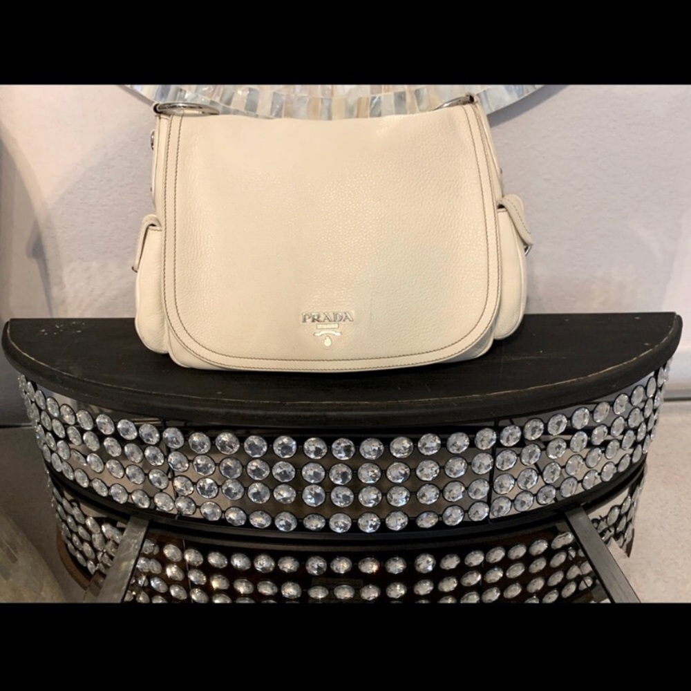 Prada Blanca Hobo Shoulder Bag